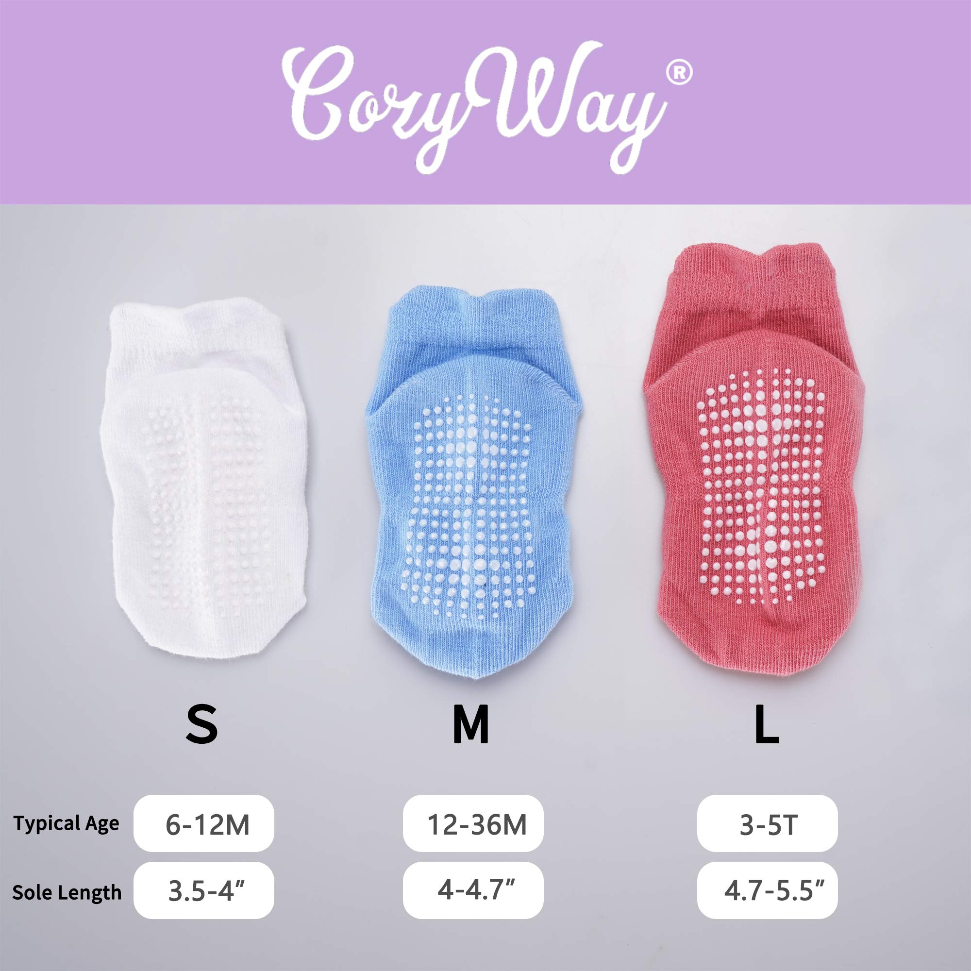 CozyWay Baby Grip Ankle Socks - Pairs of 12 - Non Slip Anti Skid Baby Infants Toddlers Boys Girls Unisex