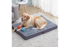 WESTERN HOME WH Large Dog Bed for Large, Jumbo, Medium Dogs, Orthopedic Pet Bed Waterproof Mattress with Removable Washable Cover, Thick Egg Crate Foam Dog Bed with Non-Slip Bottom