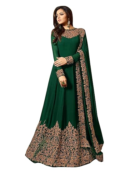 georgette embroidered semi stitched anarkali suit