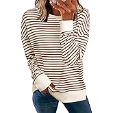Simplee Womens Sweatshirt Long Sleeve Crewneck Striped Sweatshirt for Women 2024 Trendy Fall Tops Pullover Sweatshirts
