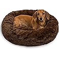 Best Friends by Sheri The Original Calming Donut Dog and Cat Bed in Lux Fur, Dark Brown, Small, 23x23