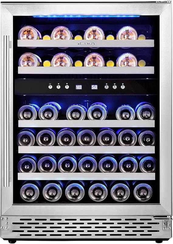 Phiestina 46 Bottle Wine Cooler 24 Inch Dual Zone Builtin