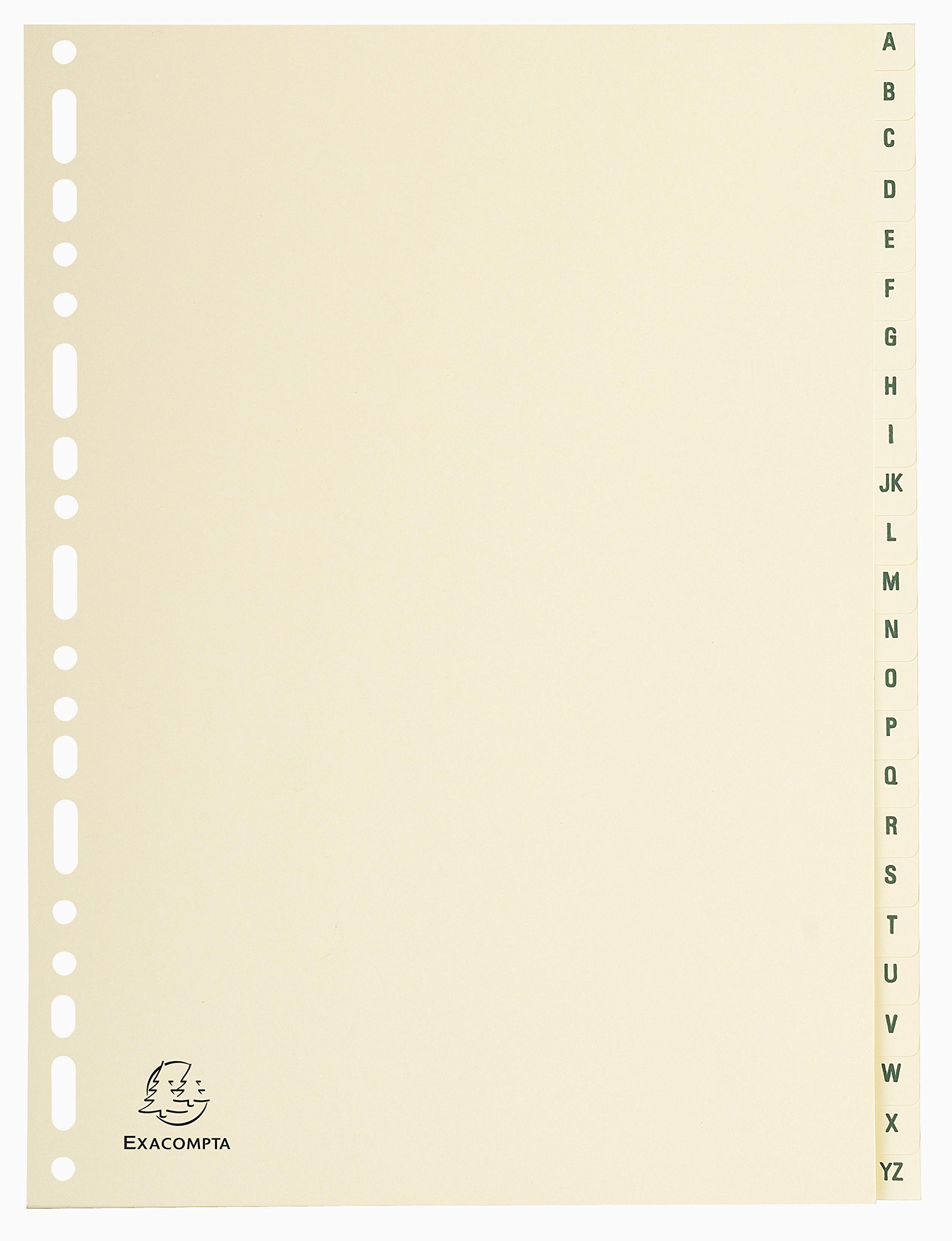 Exacompta - Ref 1124E - Printed Indices - Suitable for A4 Documents, 155gsm Ivory Card, Pre-Punched for Lever Arch Files & Binders, 24 Part (Sections A-Z), FSC-Certified - Ivory