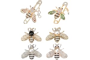 TICHSO 6PCS honeybee bee brooch pins for women fashion set rhinestone brooches elegant personality brooch pins women's brooches