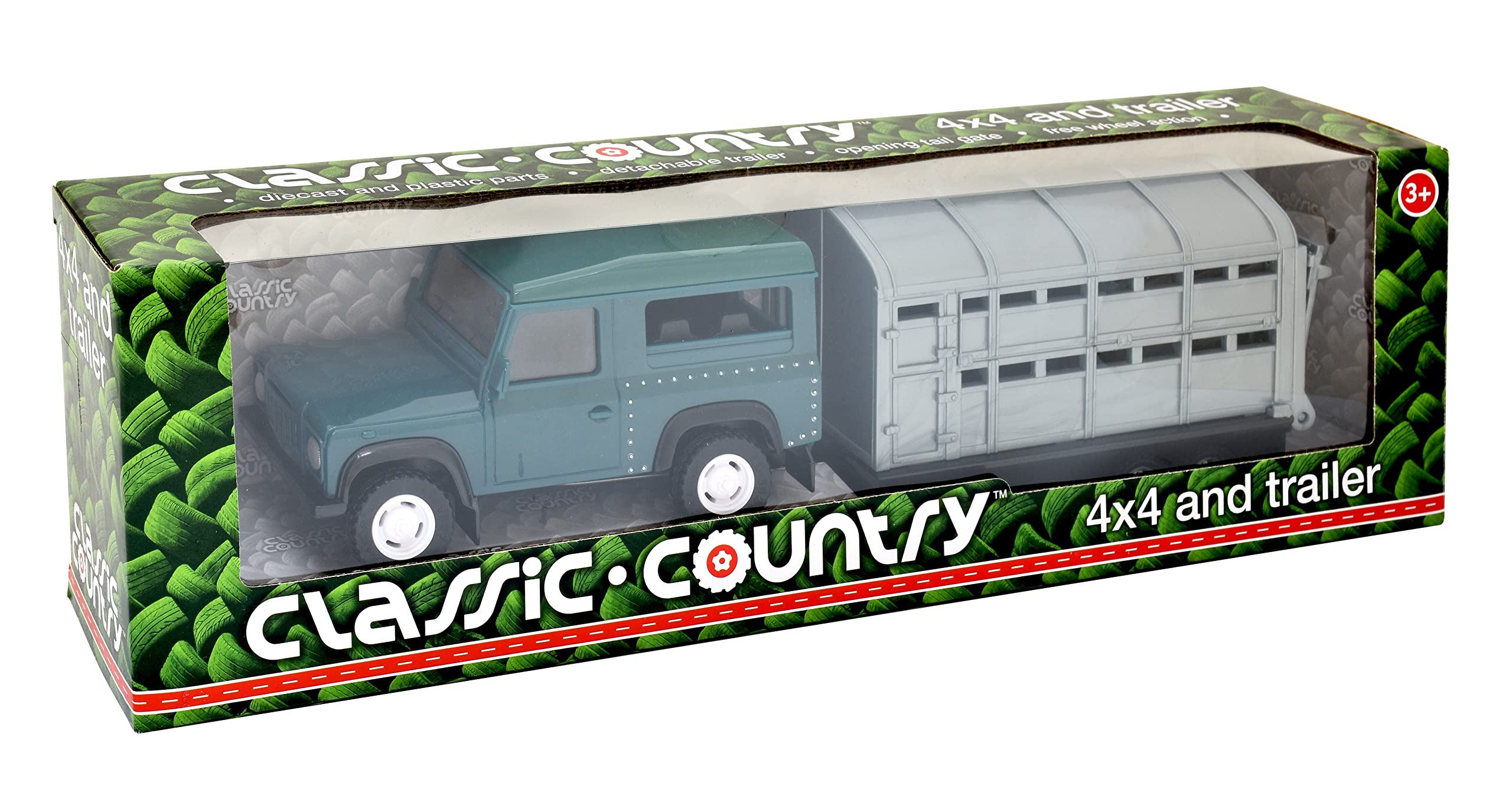 CLASSIC COUNTRY from Peterkin | 4x4 & Trailer Toy Vehicle | Free wheeling 4x4 vehicle with livestock trailer | 1:32 Scale | Diecast Vehicles | Ages 3+