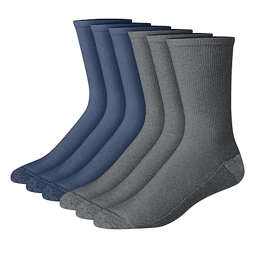 Hanes Men's Crew Socks, Double Tough Max Cushion Socks, Moisture-Wicking Socks, 12-Pairs
