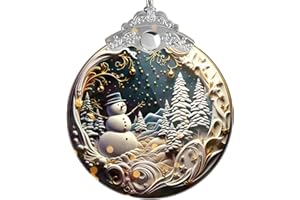 SENSEMORY Christmas Ornaments 2025, Snowman, Unique Christmast Ornaments 4 Inch Acrylic Ornament Art, Holiday Decoration, Car Interiors Decors, Christmas Decorations