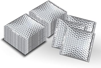 Amazon Com Amiff Pack Of 100 Thermal Insulated Bubble Mailers 6x6 Food Grade Padded Envelopes 6 X 6 Silver Cushion Envelopes Peel And Seal Metallic Foil Mailing Shipping Packing Packaging Office Products
