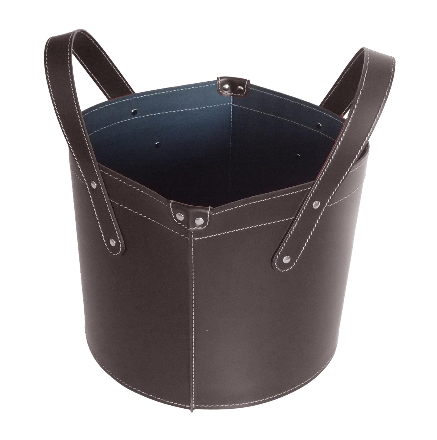 GARDA Kaminholzkorb Aus Leder Farbe Dunkelbraun Holzkorb Feuerholzkorb