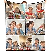 Bemaystar Custom Photo Blanket - Personalized Gifts for Family Men Women, Custom Blankets, Personalized with Photo, Collage Blanket, Father's