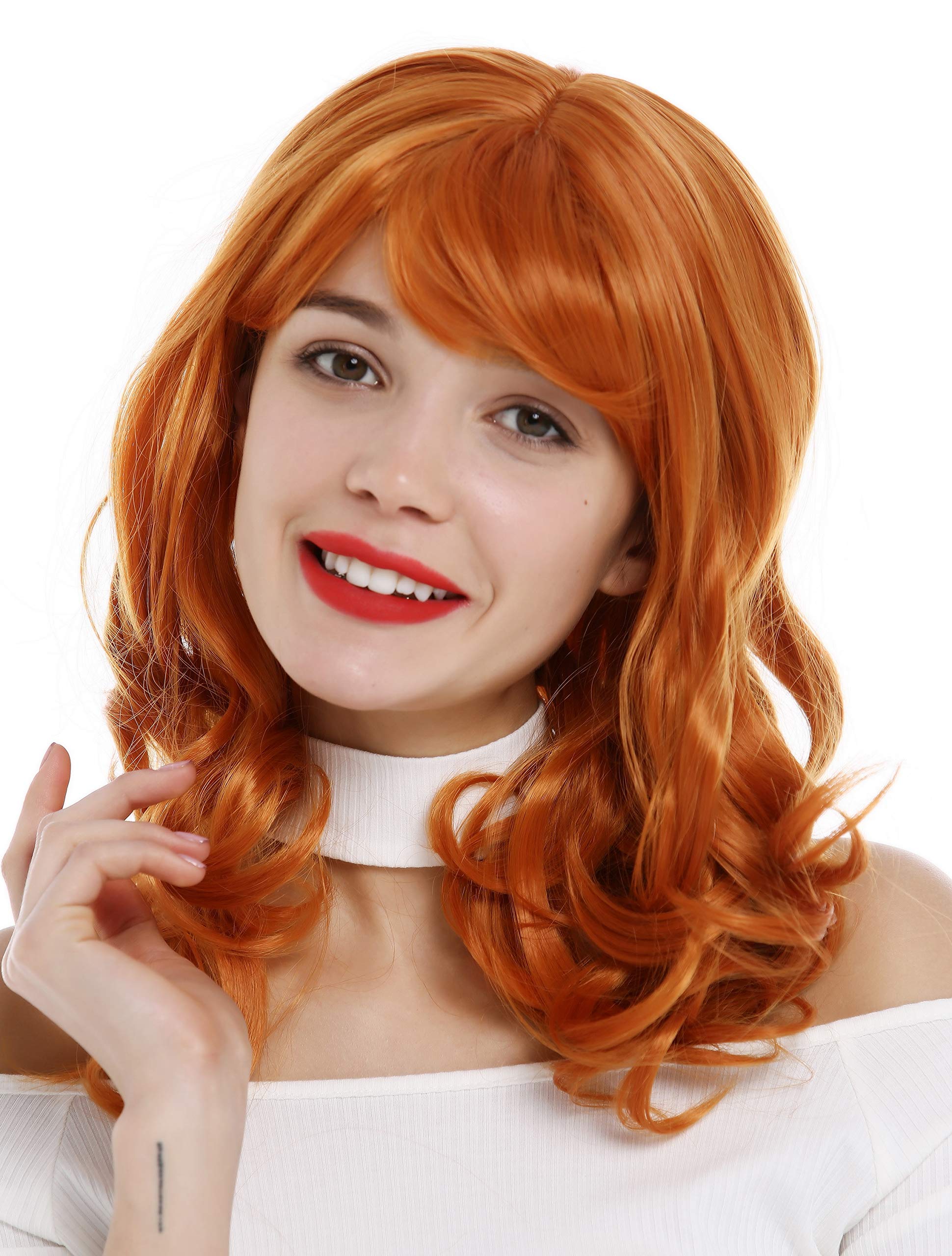 WIG ME UP - 3001-T2735 Lady Wig long wavy to curled curls fringe bangs orange