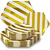 Unique Hexagonal Gold Stripe Paper Plates Set - 10.25" & 7.5” (Pack of 36) - Hot Stamped Design - Perfect for Parties, Weddings, and Everyday Use