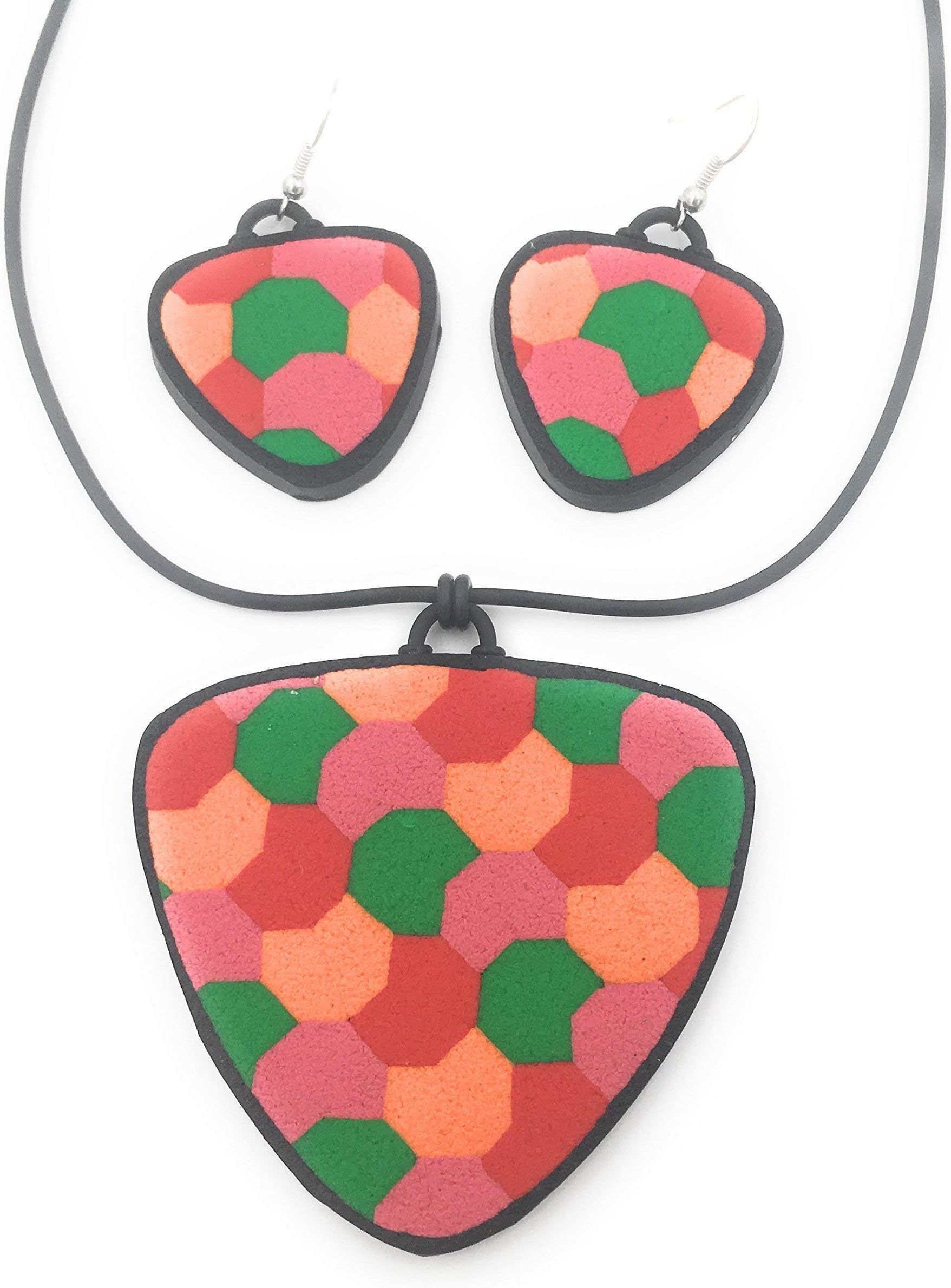 Set of Choker and Earrings Set in Polymer Clay, Multicolor, Woman, Handmade by Nauta