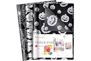 NACHLYNN 90 Sheets Halloween Tissue Paper 14 x 20inch Black White Pumpkin Cobweb Bat Gift Wrapping Paper Scary Horror Decorat