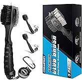 CHAMPKEY PRO Retractable Golf Club Brush - Oversized Brush Head with Soft Rubber Hand Grip & Retractable Groove Cleaner Golf Brush(Black(3 Pcs))