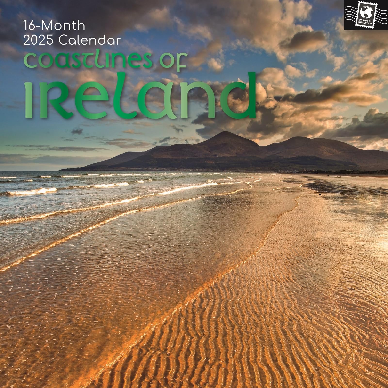2025 Square Wall Calendar, Coastlines of Ireland, 16-Month Passport Collection Theme with 180 Reminder Stickers (30 x 30 CM)