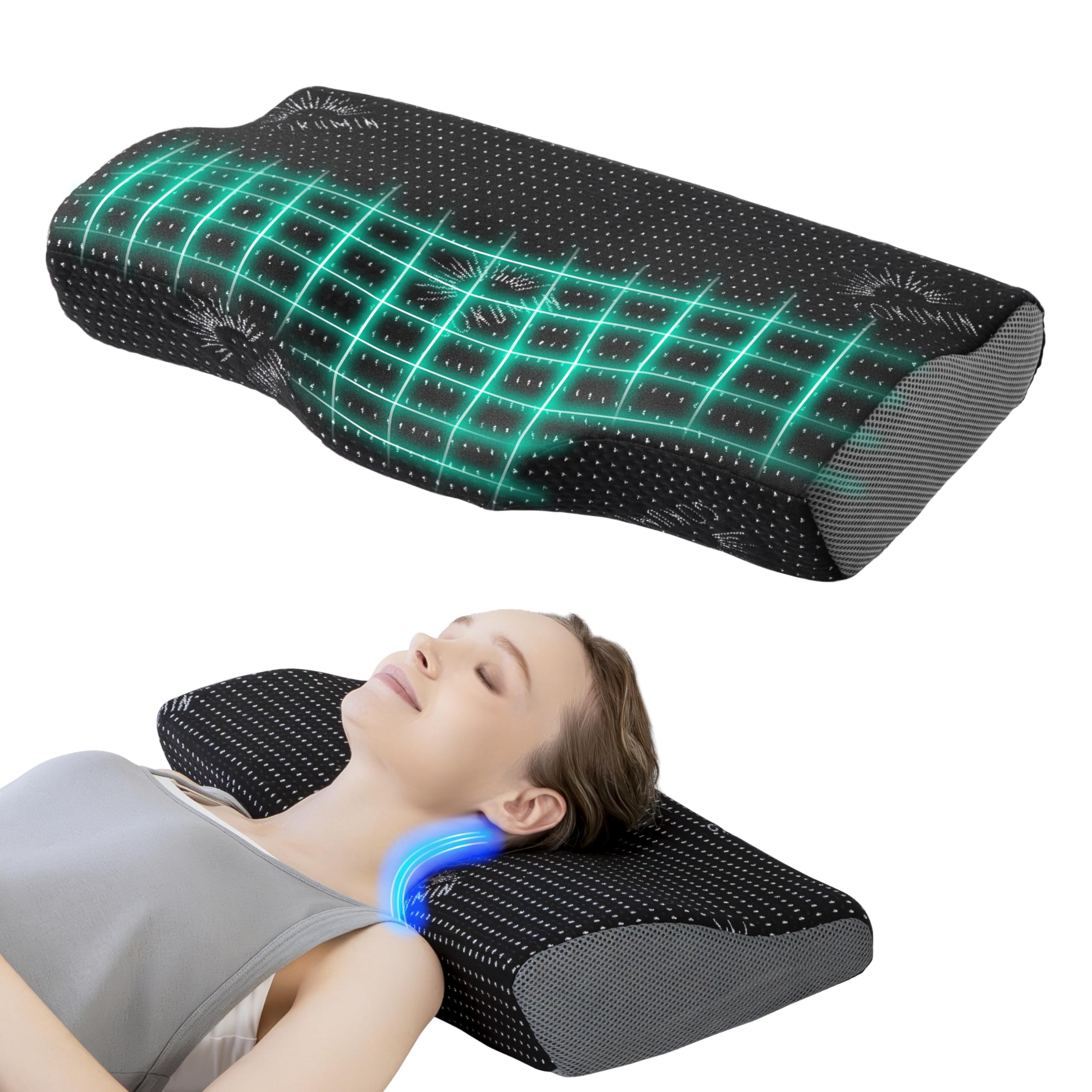 GOKUMIN 低反発枕 【4段階高さ調整機能で失敗しない快眠枕】 高め 低め 滑り止め付き 横向き寝 仰向け うつ伏せ 首が痛くなりにくい 安眠枕 快眠 枕 まくら 極眠 ブラック pillow商品画像