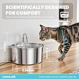 tomxcute Cat Water Fountain 3.2L Stainless Steel with Filter Upgraded Pump view 6