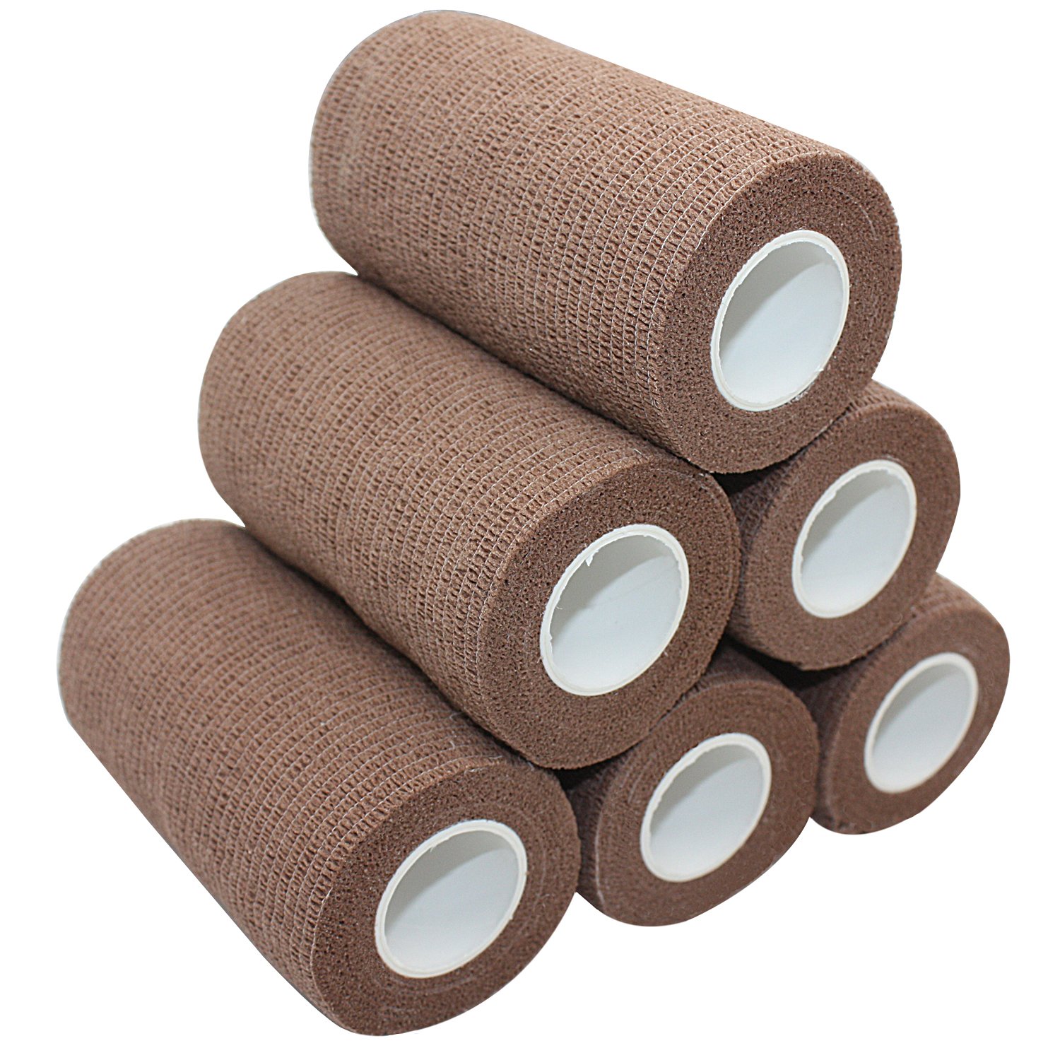 COMOmed 6 Rolls Dark Skin Cohesive Bandage 10cm X４.5cm, Flexible Bandage,Non-Woven Cohesive, Athletic Tape,Vet wrap,Wraps Bandage,Suitable for Sensitive Skin
