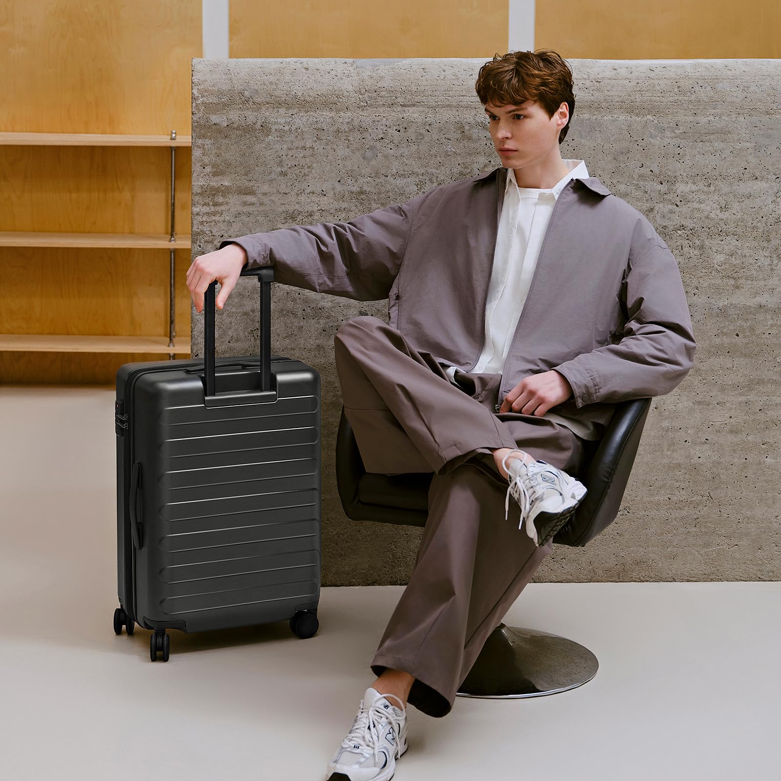 NINETYGO Carry On Luggage 22x14x9 Airline Approved, 20 Inch Luggage with Smooth Spinner Wheels, Lightweight, Hard Shell PC Suitcase Carry-On, Travel Luggage, TSA Approved (Black, Rhine Basic)