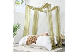 Warm Home Designs Set of 2 Sage Green Canopy Bed Curtains in 55 x 144 Inch Size. 2 Twin Bed Canopy Curtains Can Be Turned Into Bed Scarves, Kids Bed Tent, Bed Canopy for Girls. BF Double Sage 144"