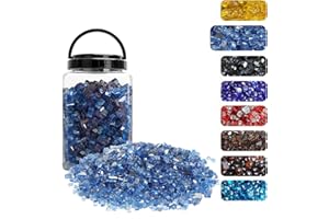 LS'BABQ Reflective Tempered Fire Glass for Fire Pit Fireplace Landscaping- 1/2 Inch Reflective Tempered Fireglass-10 Pounds(Sapphire Blue)