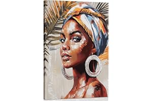 Aurionix Vintage African American Women Wall Art Fashion Black Girl Portrait Canvas Pictures You Are Bible Quotes Poster for Living Room Bedroom Home Office Framed Inspirational Gift for Women 12"x15"