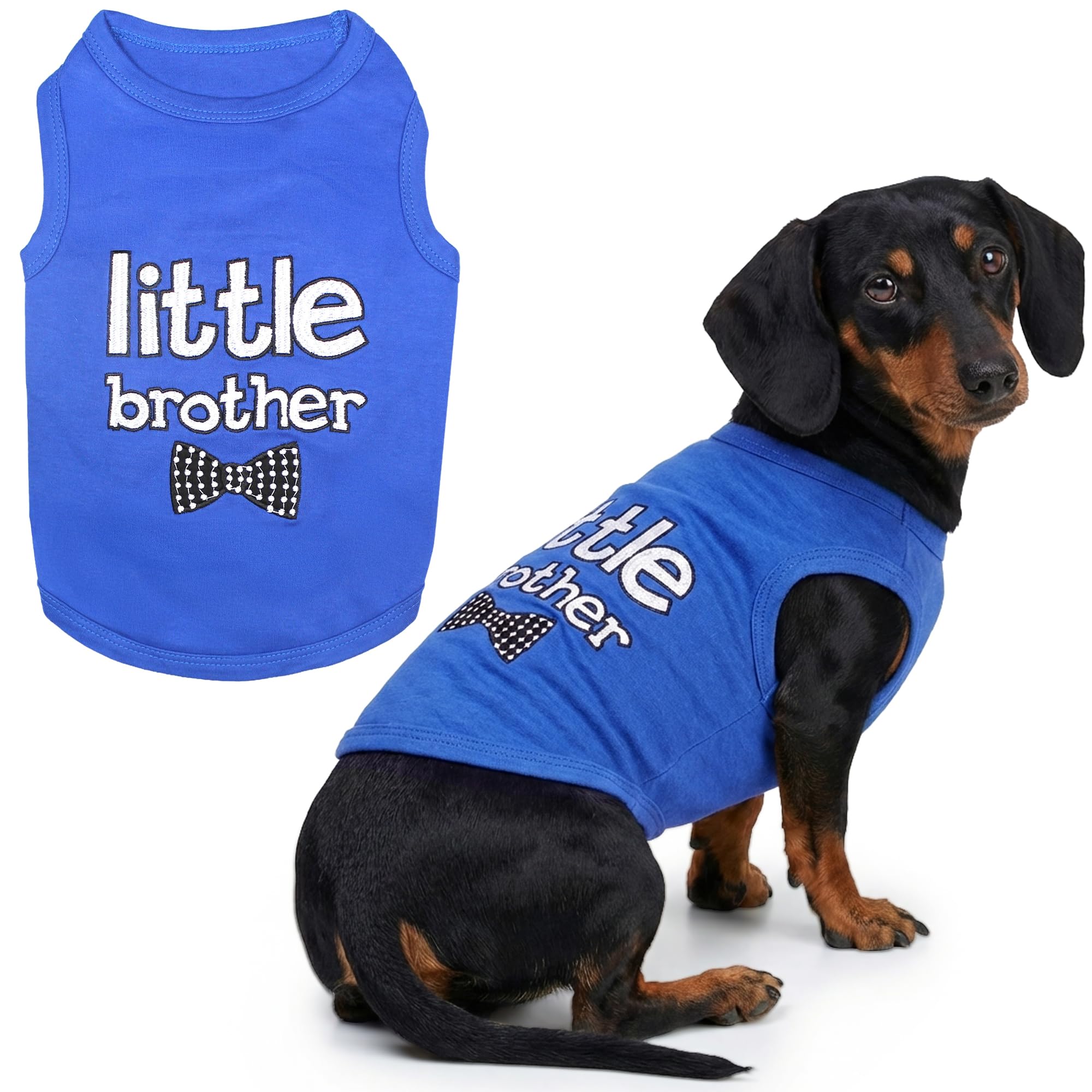 Parisian Pet Dog Cat Clothes Tee Shirts Little Brother, Little Sister (Little Brother, XL)