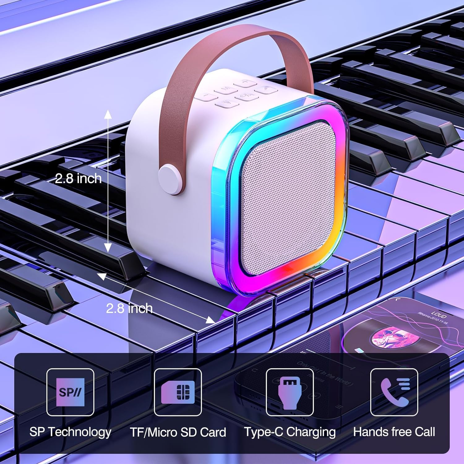 Mini Karaoke Machine for Kids Adults, Portable Bluetooth Karaoke Speaker with 2 Wireless Mics and LED Color Lights, Home Birthday Party for Girls/Boys Ages 3, 4, 5, 6, 7, 8, 9, 10,11, 12+ Year Old