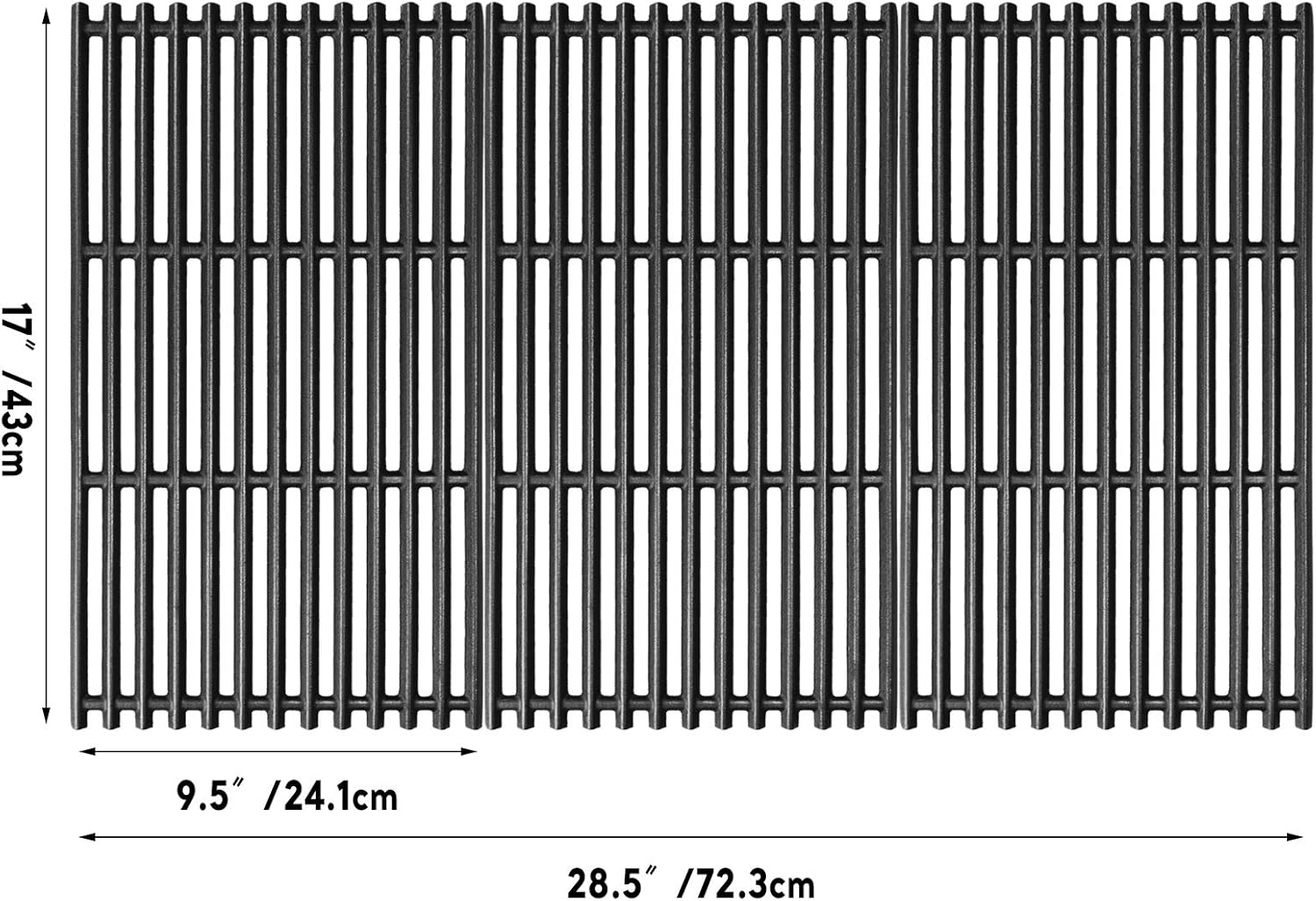 Uniflasy 17 Inches Matte Cast Iron Cooking Grid Grates for Charbroil 463242715, 463242716, 463276016, 466242715, 466242815, G533-0009-W1, Lowe's 606682, Walmart 555179228 Gas Grills, Set of 3