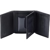 Stealth Mode Trifold Leather Wallet Men RFID Blocking 11 Cards 3 ID Windows | Top Grain Napa Leather, 3 ID Windows, 10 Card Slots Holding 15+ cards &mdash; A Great Gift for Dads, Husbands, and Sons