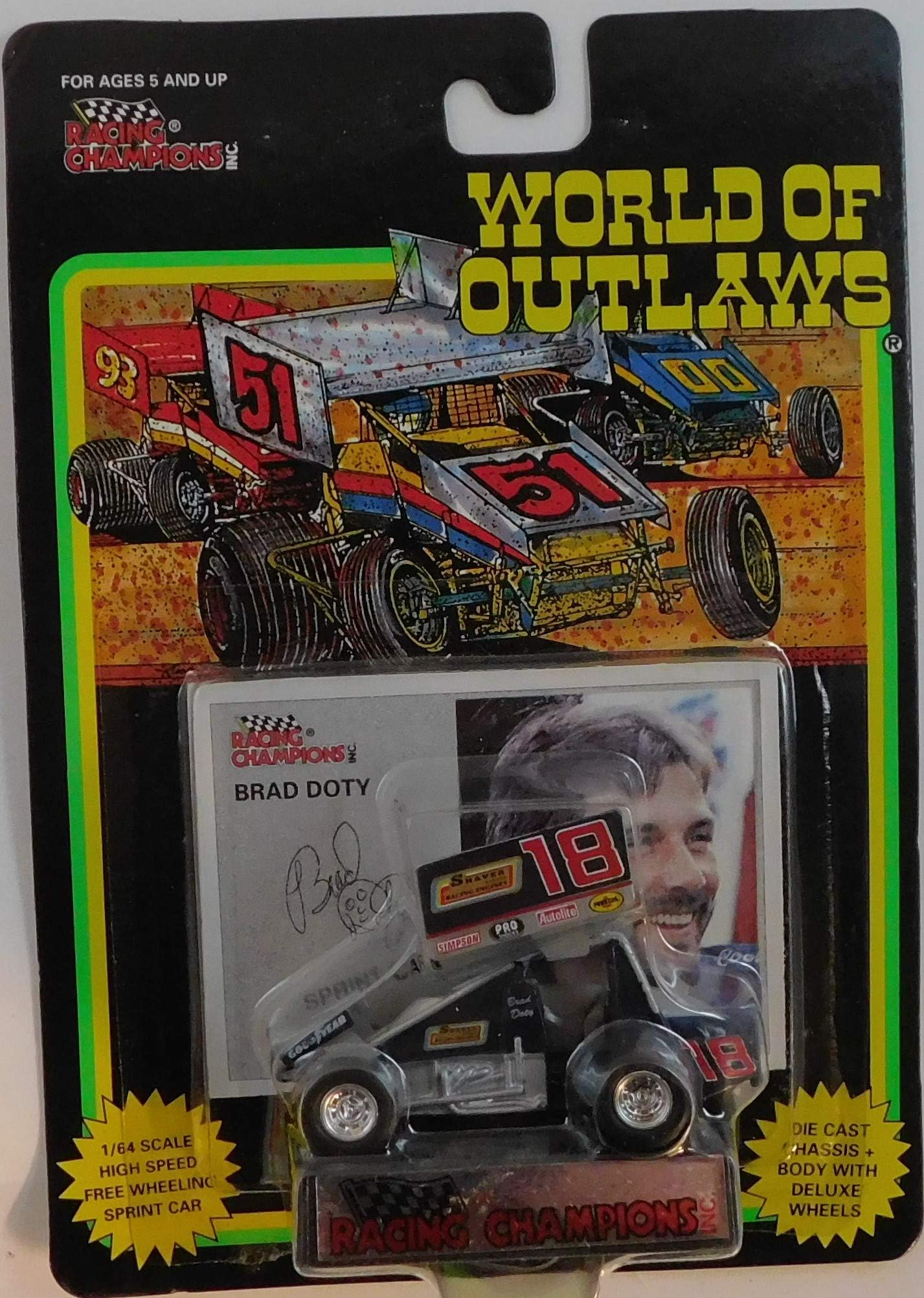 Sprint Car Brad Doty (Black car#18) World of Outlaws 1:64 Scale die-cast Racer by Racing Champions