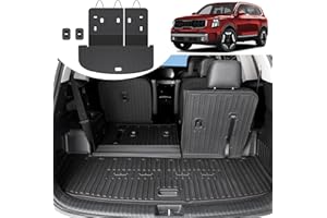 HOUCLEMIC Cargo Mat with Backrest Mat for 2020-2025 Kia Telluride, All Weather TPE Trunk Mat Rear Cargo Liner Back Seat Cover Protector for Kia Telluride Accessories 2024 2025