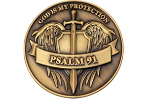 LOGOS COINS God is My Protection Challenge Coin, Pocket Token of Safety and Protection for Soldiers, Paramedics, First Responders, EMS, Doctors, Nurses, and Police Officers, Psalm 91 Gift