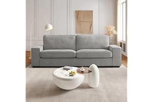 EASELAND 88" Chenille Loveseat Sofa for Living Room, Modern Deep Seat Sofa Couch with Removable Back and Seat Cushions, Comfy Sofa with Wood Legs and Armrest (Grey)