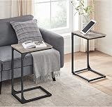 VASAGLE C-Shaped Side Table with Metal Frame Heather Greige Black LET350B02 view 2