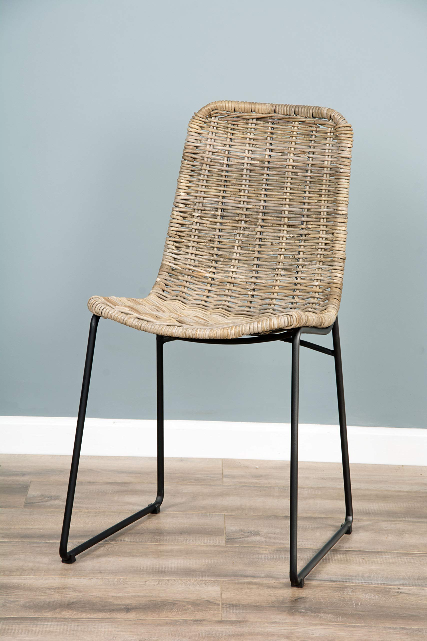 Sustainable Furniture Dining Chair, Wicker, Grey, One Size ...