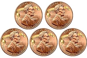 AALWAYS Lincoln Final Penny Collectible Coin, Historic “Last Year of The Cent” Keepsake, Commemorative Copper & Gold-Tone Souvenir, for History Buffs, Coins Collectors & Inspirational Keepsake (5pcs)