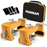 Cabinet Clamps 2 Pack, Face Frame Alignment Tool with Drill Guide | Cabinet Clamps 2 Pack, Heavy Duty Face Frame Clamps with Drill Guide, EVA Pads and Carrying Case for Cabinet Installation