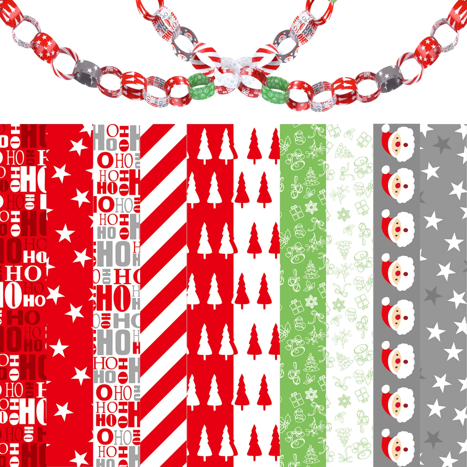 MIAHART 300Pcs Merry Christmas Paper Chains Festive Craft Paper Links for Festive Party Decorations