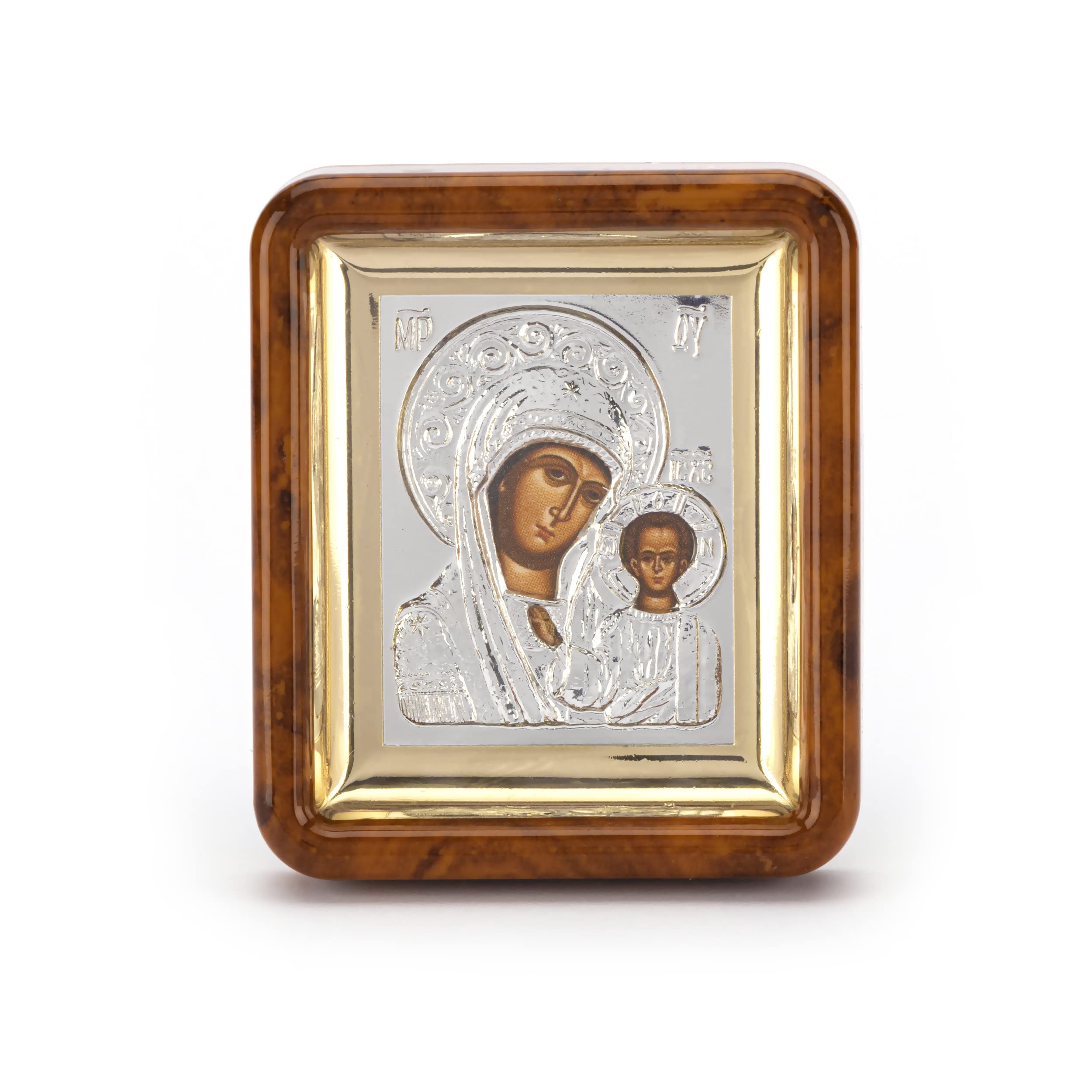 NKlaus 11062 Mother of God Von Kazan Icon in Frame with Plexiglass 7 x 6 cm Christian