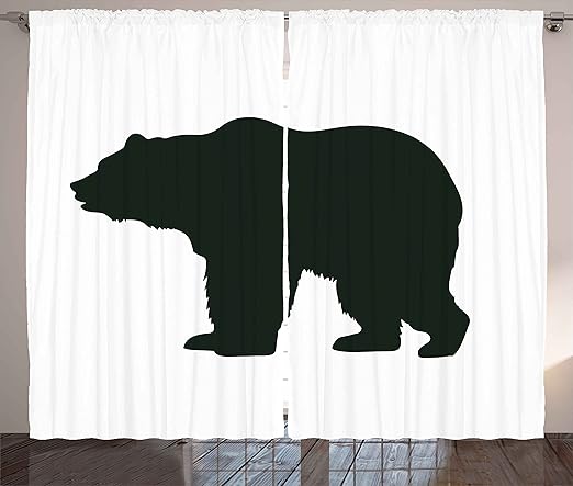 Amazon Com Ambesonne Nature Curtains Grizzly Alaskan Bear Animal