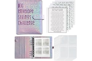 LMTNNB 100 Envelopes Money Saving Challenge Binder, Save 5050 Dollars 100 Day Envelope Challenge Binder with 100 Cash Envelopes, Tracker, and Stickers