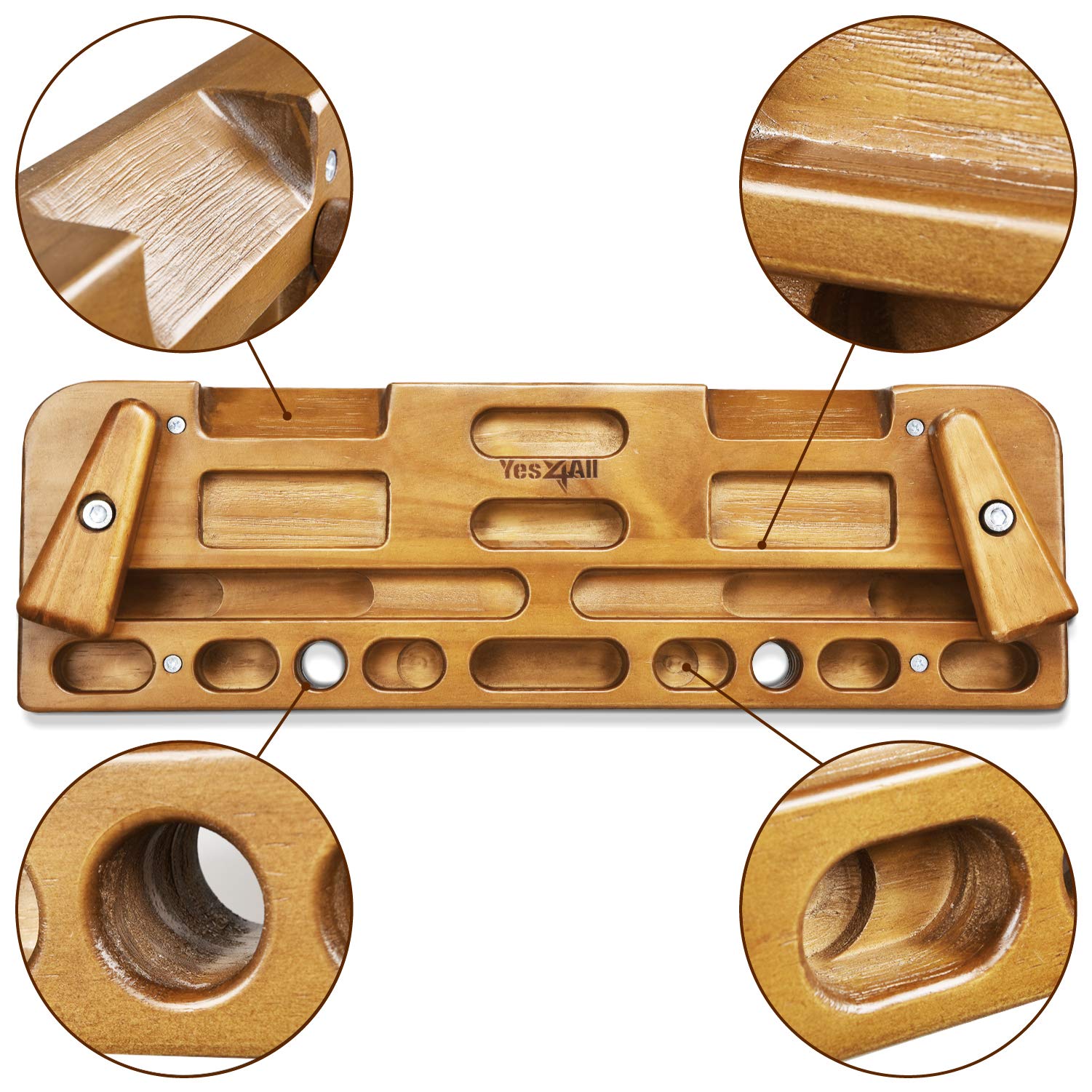 Yes4All Wooden Hang Board/Climbing Board for Doorway - Hand Strengthener Equipment for Training Finger, Grip and Pull Up