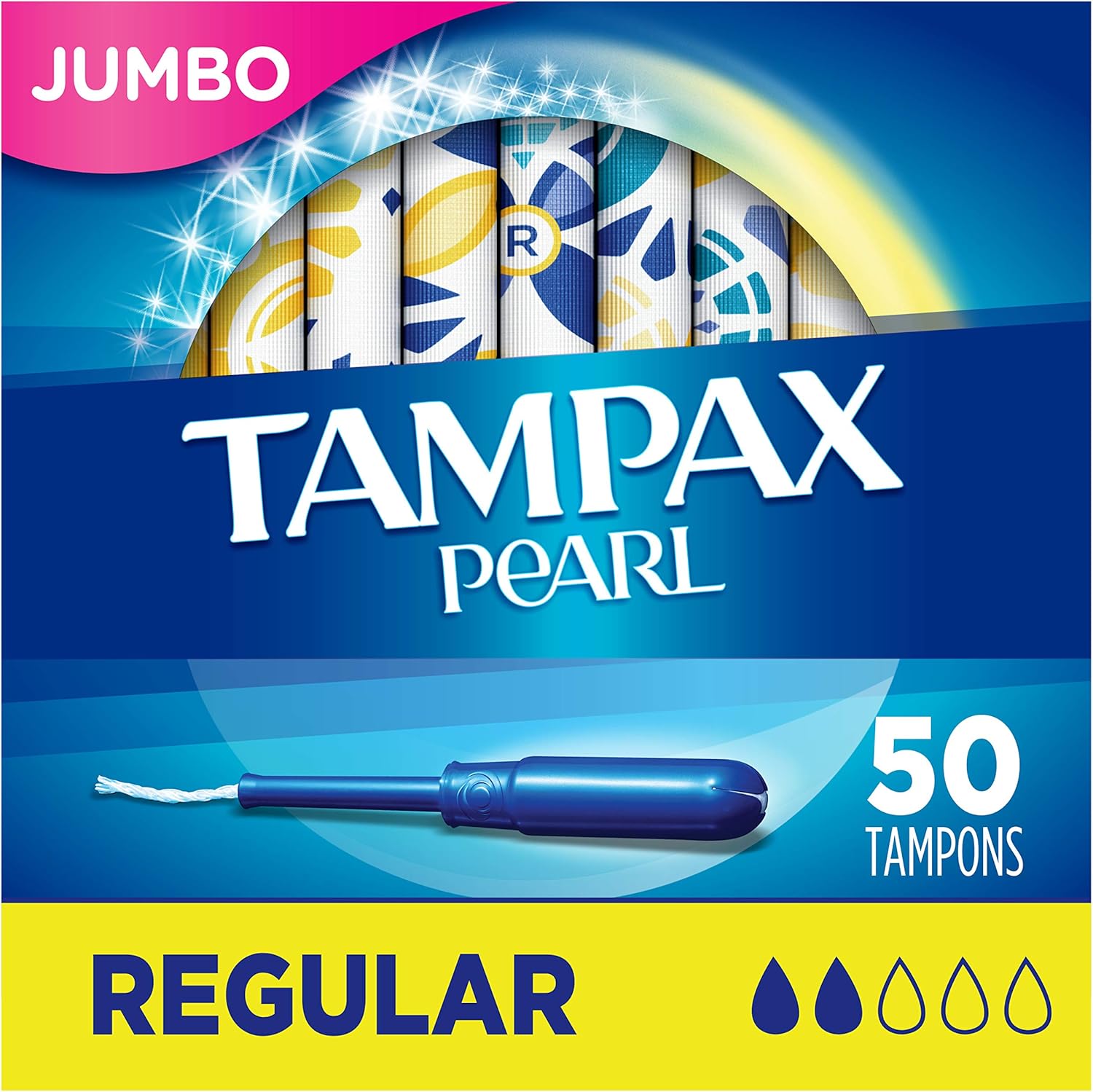 Tampax Pearl Tampons Regular Absorbency with LeakGuard Braid, Unscented, 50 Count: Health & Personal Care