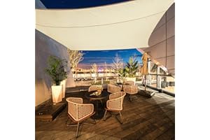 OYE HOYE Sun Shade Sail 7'x 13' Beige Rectangle Patio Canopy, UV Block Waterproof Polyester Shade tarp for Patio Awning Garden Backyard Shades Playground Lawn Sand Outdoor Activities