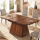 Memobarco 47.2"-63" Extendable Dining Table for 4-6 People with Storage | Rectangular Expandable Kitchen Table, Modern Wooden Kitchen Table for Dining Room Kitchen Living Room (Walnut)