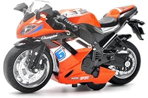BOBUEXER - Authentic Die-Cast Motorcycles with Music Lighting,Toys for Ages 2-4,Toy Moto Bike for Kids and Collectors Ages 3 and up(Orange)