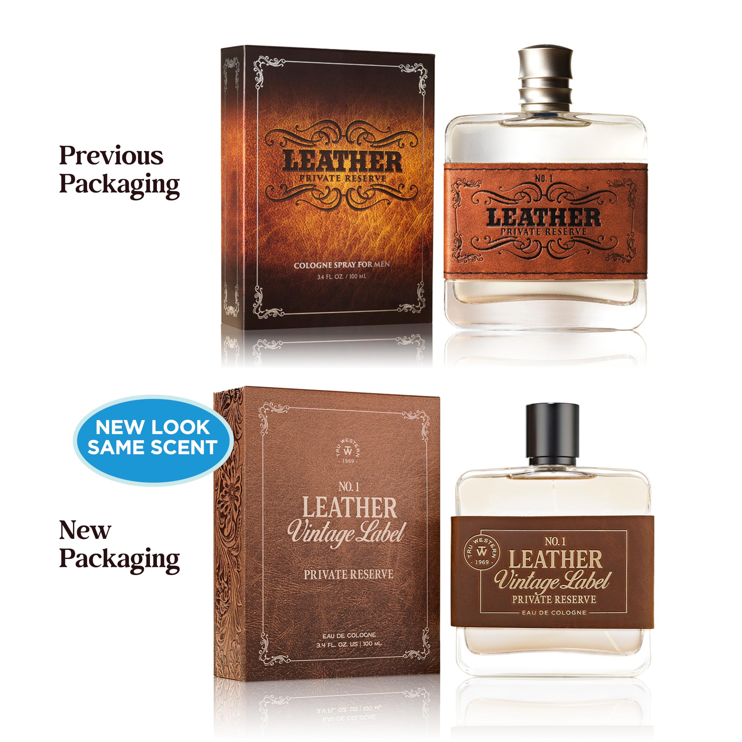 Tru Western Leather #1 Private Reserve Men's Cologne, 3.4 fl oz (100 ml) - Masculine, Woodsy, Leathery