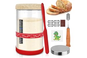 RAKOVAR Sourdough Starter Kit with 42oz Large Capacity Sourdough Jars for Fermentation - Ideal for Baking Sourdough Bread - Includes Sourdough Starter Jar, Sourdough Bread Baking Supplies(Red,42oz)
